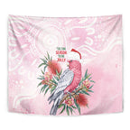 Pink Galah Christmas Australia Tapestry Watercolor Painting Aboriginal Art