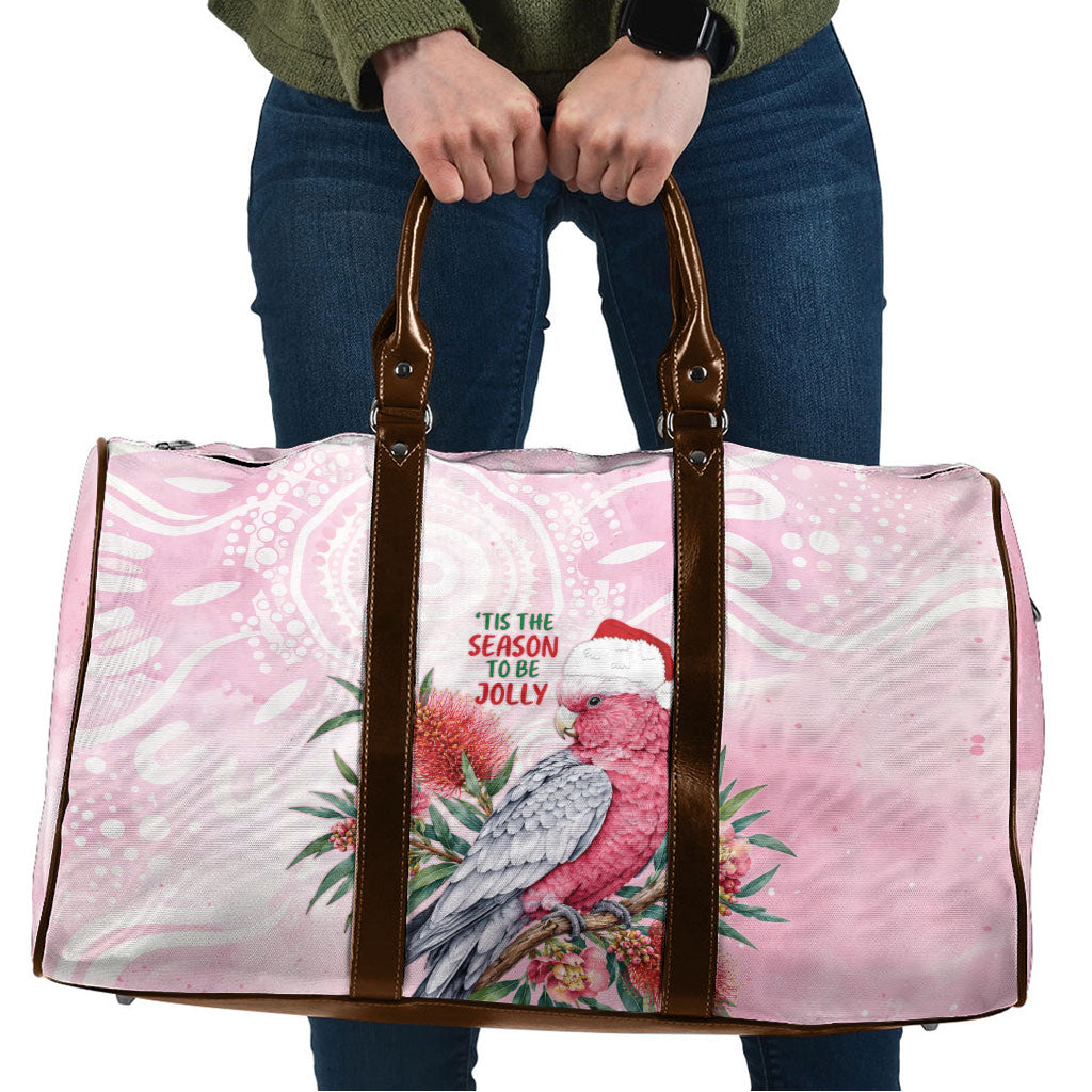 Pink Galah Christmas Australia Travel Bag Watercolor Painting Aboriginal Art