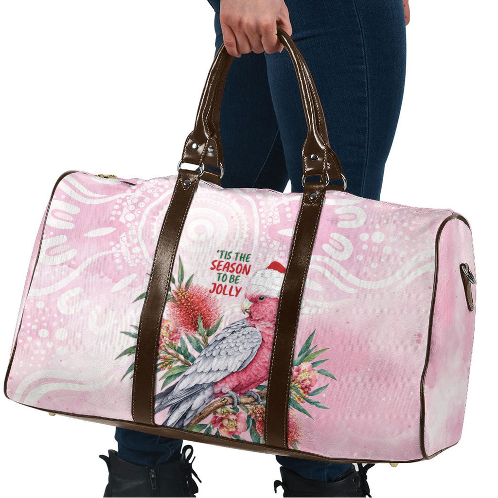 Pink Galah Christmas Australia Travel Bag Watercolor Painting Aboriginal Art