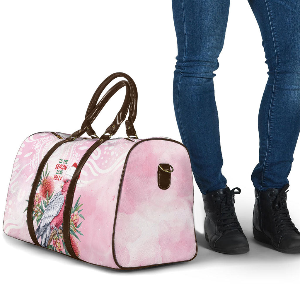 Pink Galah Christmas Australia Travel Bag Watercolor Painting Aboriginal Art