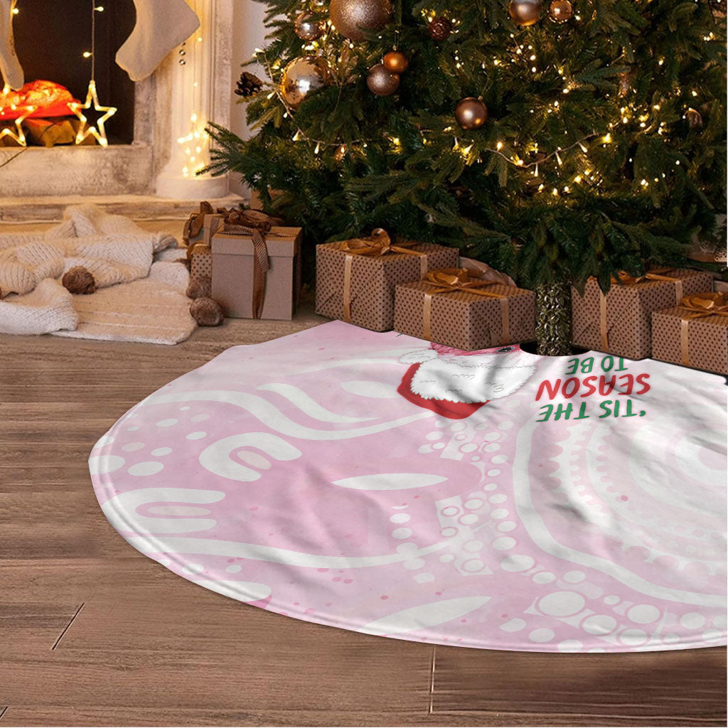 Pink Galah Christmas Australia Tree Skirt Watercolor Painting Aboriginal Art