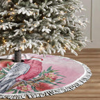 Pink Galah Christmas Australia Tree Skirt Watercolor Painting Aboriginal Art