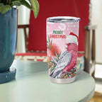 Pink Galah Christmas Australia Tumbler Cup Watercolor Painting Aboriginal Art