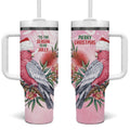 Pink Galah Christmas Australia Tumbler With Handle Watercolor Painting Aboriginal Art