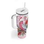 Pink Galah Christmas Australia Tumbler With Handle Watercolor Painting Aboriginal Art