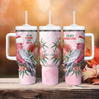 Pink Galah Christmas Australia Tumbler With Handle Watercolor Painting Aboriginal Art