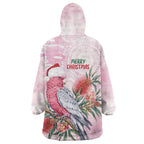 Pink Galah Christmas Australia Wearable Blanket Hoodie Watercolor Painting Aboriginal Art