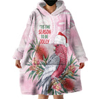 Pink Galah Christmas Australia Wearable Blanket Hoodie Watercolor Painting Aboriginal Art