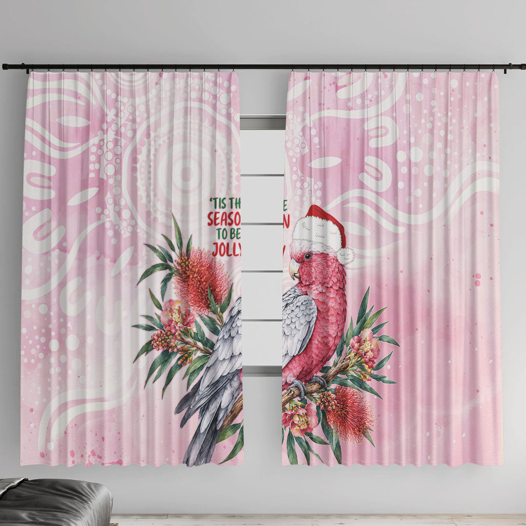 Pink Galah Christmas Australia Window Curtain Watercolor Painting Aboriginal Art