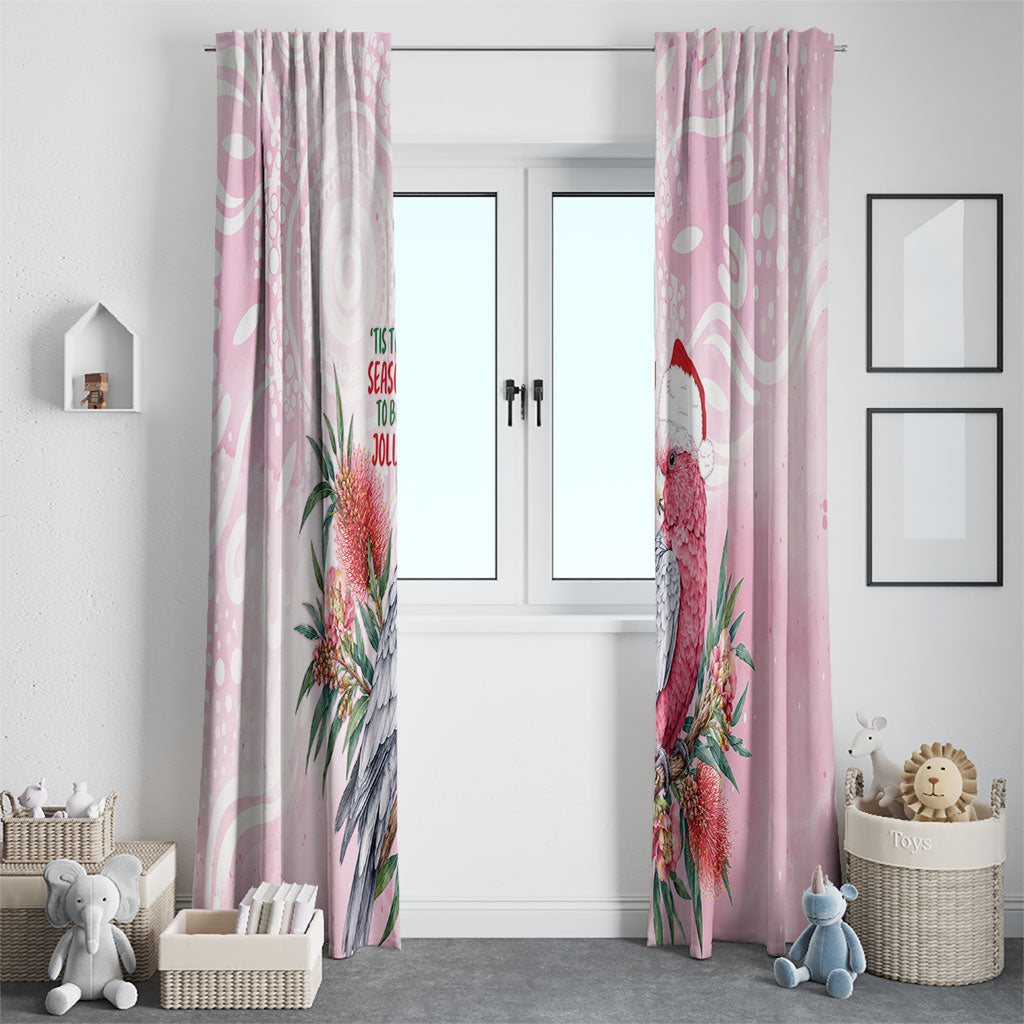Pink Galah Christmas Australia Window Curtain Watercolor Painting Aboriginal Art