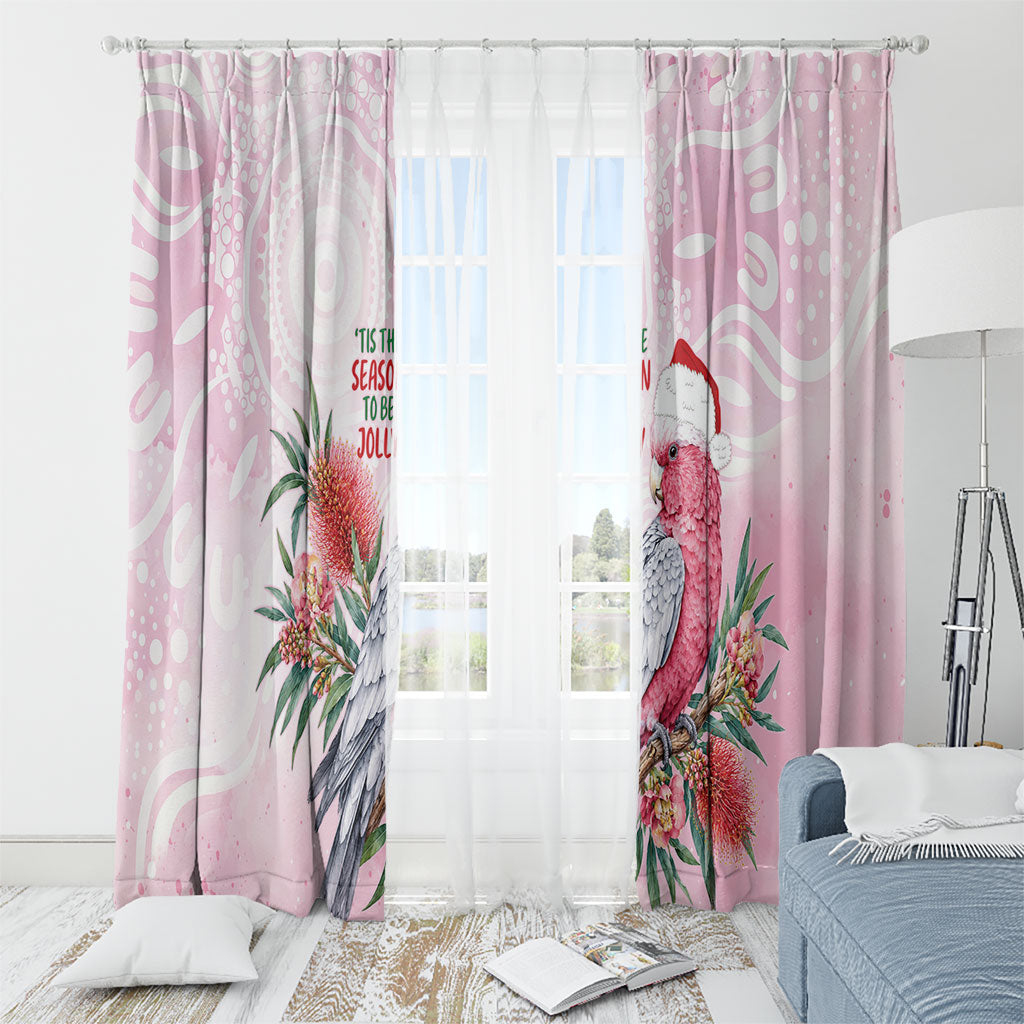 Pink Galah Christmas Australia Window Curtain Watercolor Painting Aboriginal Art