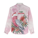 Pink Galah Christmas Australia Women Casual Shirt Watercolor Painting Aboriginal Art