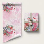 Pink Galah Christmas Australia Wrapping Paper Watercolor Painting Aboriginal Art