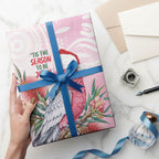 Pink Galah Christmas Australia Wrapping Paper Watercolor Painting Aboriginal Art