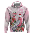 Pink Galah Christmas Australia Zip Hoodie Watercolor Painting Aboriginal Art