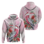 Pink Galah Christmas Australia Zip Hoodie Watercolor Painting Aboriginal Art