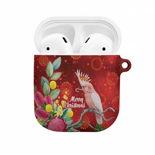 Australia Pink Cockatoo Christmas AirPods Case Aussie Native Flowers Merry Xmas - Red - Aussie Hoodie