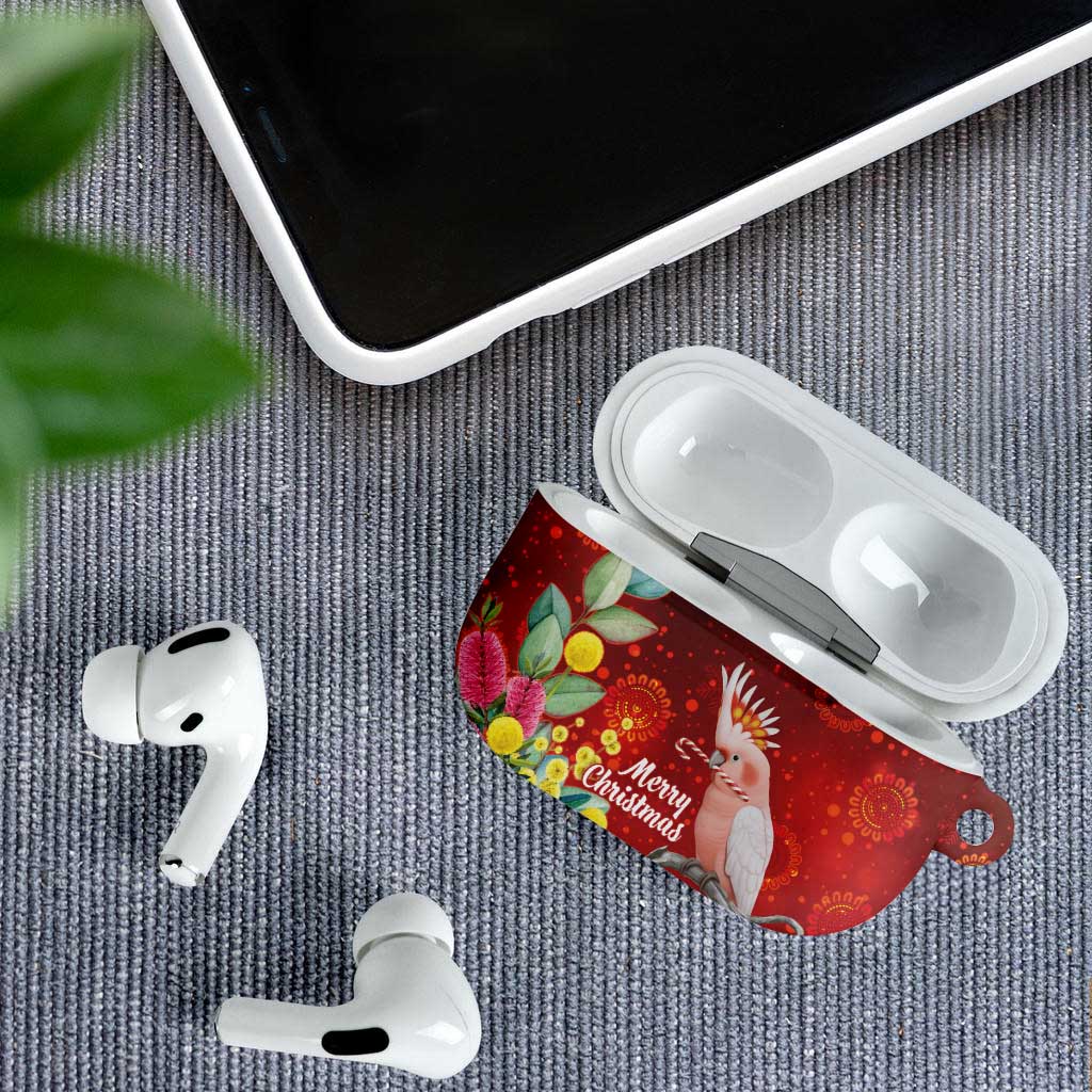 Australia Pink Cockatoo Christmas AirPods Case Aussie Native Flowers Merry Xmas - Red - Aussie Hoodie