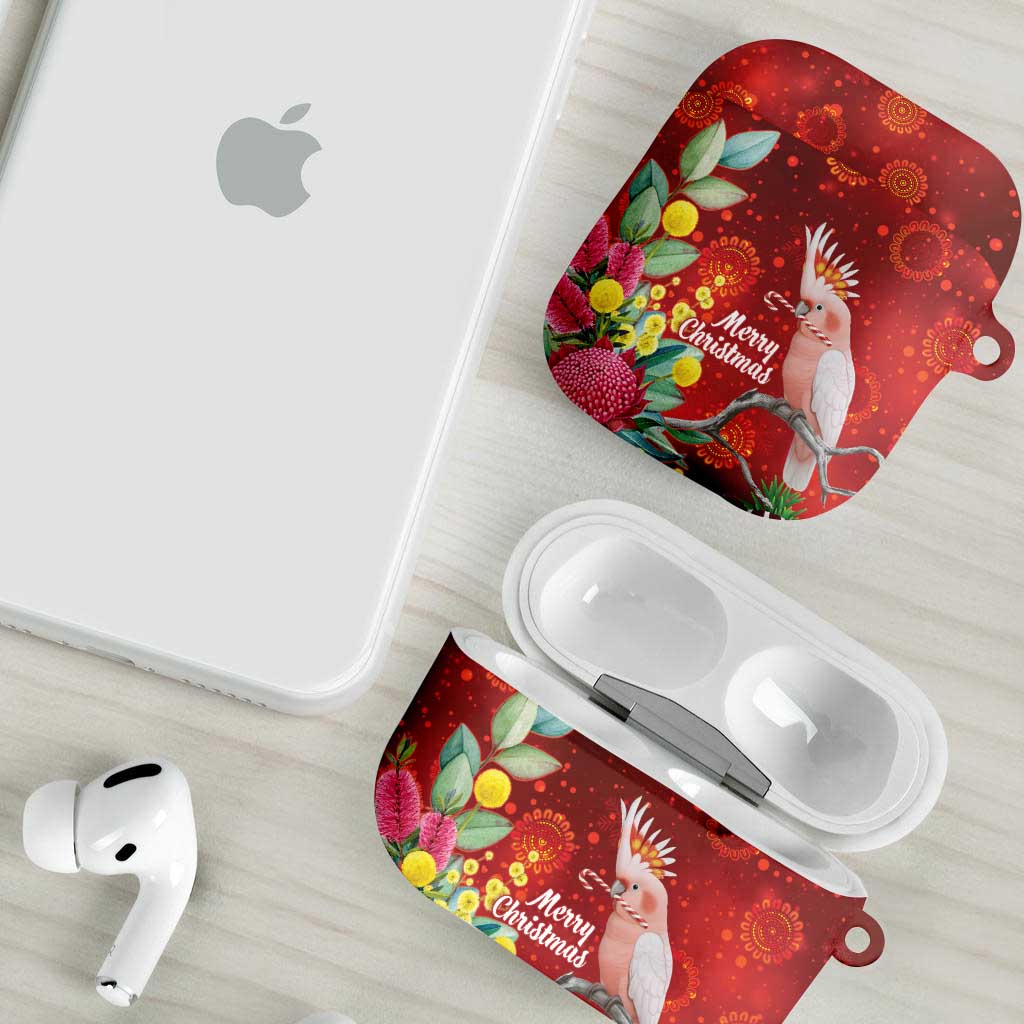 Australia Pink Cockatoo Christmas AirPods Case Aussie Native Flowers Merry Xmas - Red - Aussie Hoodie