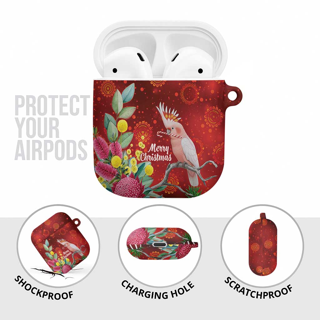 Australia Pink Cockatoo Christmas AirPods Case Aussie Native Flowers Merry Xmas - Red - Aussie Hoodie