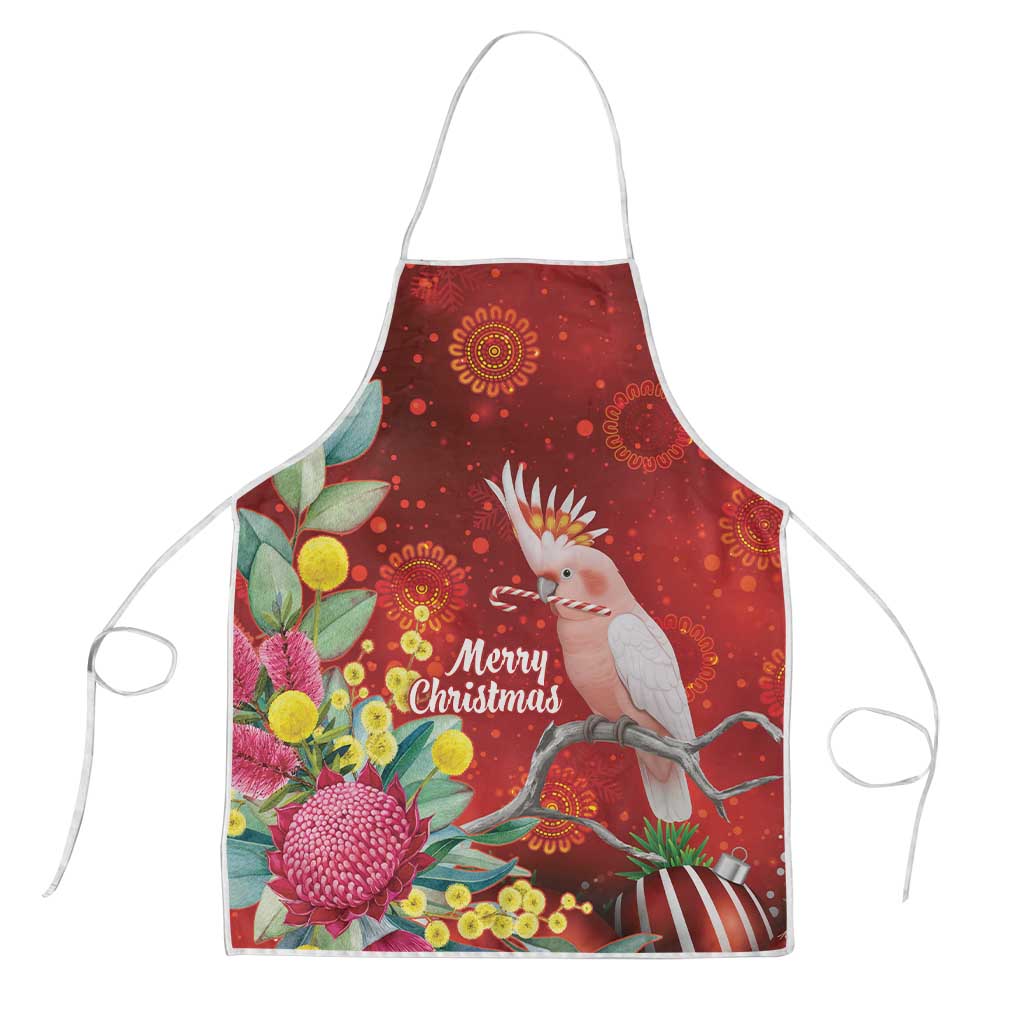 Australia Pink Cockatoo Christmas Apron Aussie Native Flowers Merry Xmas - Red - Aussie Hoodie