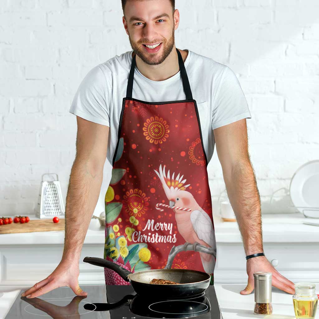 Australia Pink Cockatoo Christmas Apron Aussie Native Flowers Merry Xmas - Red - Aussie Hoodie