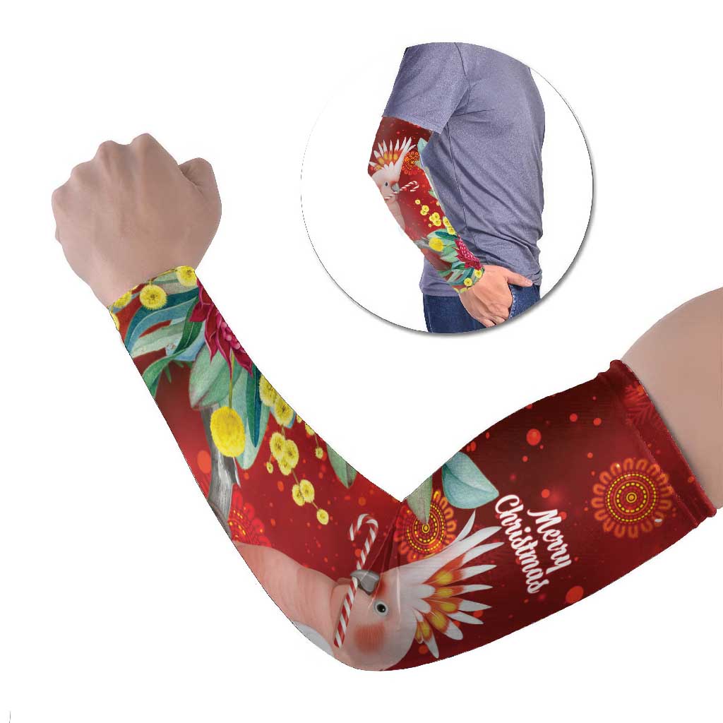 Australia Pink Cockatoo Christmas Arm Sleeves Aussie Native Flowers Merry Xmas - Red - Aussie Hoodie