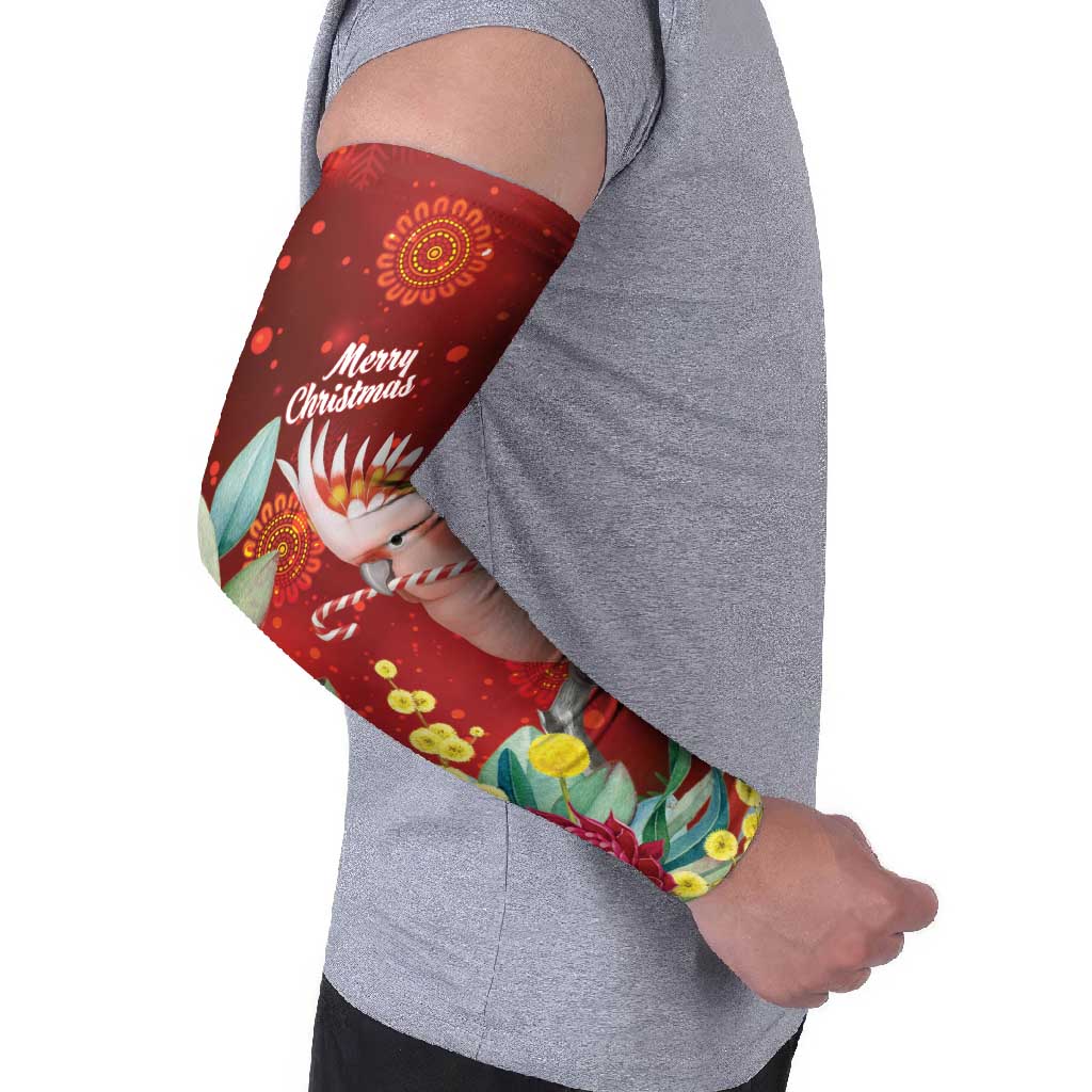 Australia Pink Cockatoo Christmas Arm Sleeves Aussie Native Flowers Merry Xmas - Red - Aussie Hoodie