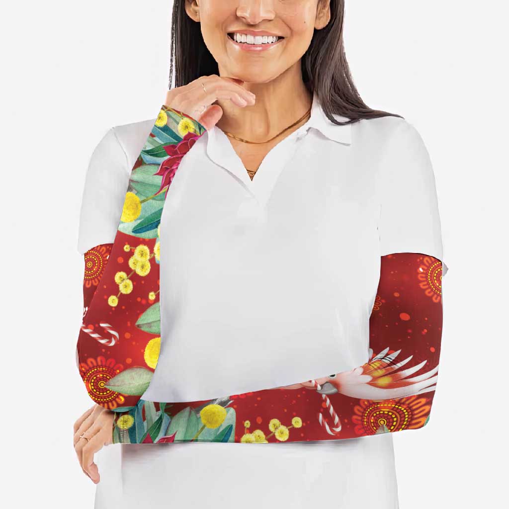 Australia Pink Cockatoo Christmas Arm Sleeves Aussie Native Flowers Merry Xmas - Red - Aussie Hoodie