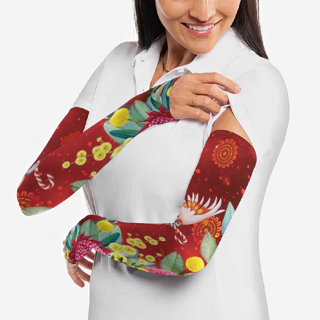 Australia Pink Cockatoo Christmas Arm Sleeves Aussie Native Flowers Merry Xmas - Red - Aussie Hoodie