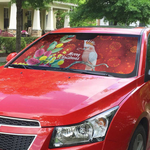 Australia Pink Cockatoo Christmas Auto Sun Shade Aussie Native Flowers Merry Xmas - Red - Aussie Hoodie