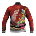 Australia Pink Cockatoo Christmas Baseball Jacket Aussie Native Flowers Merry Xmas - Red - Aussie Hoodie