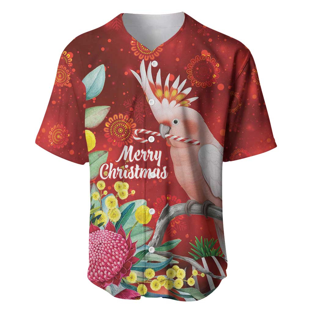 Australia Pink Cockatoo Christmas Baseball Jersey Aussie Native Flowers Merry Xmas - Red - Aussie Hoodie