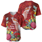 Australia Pink Cockatoo Christmas Baseball Jersey Aussie Native Flowers Merry Xmas - Red - Aussie Hoodie