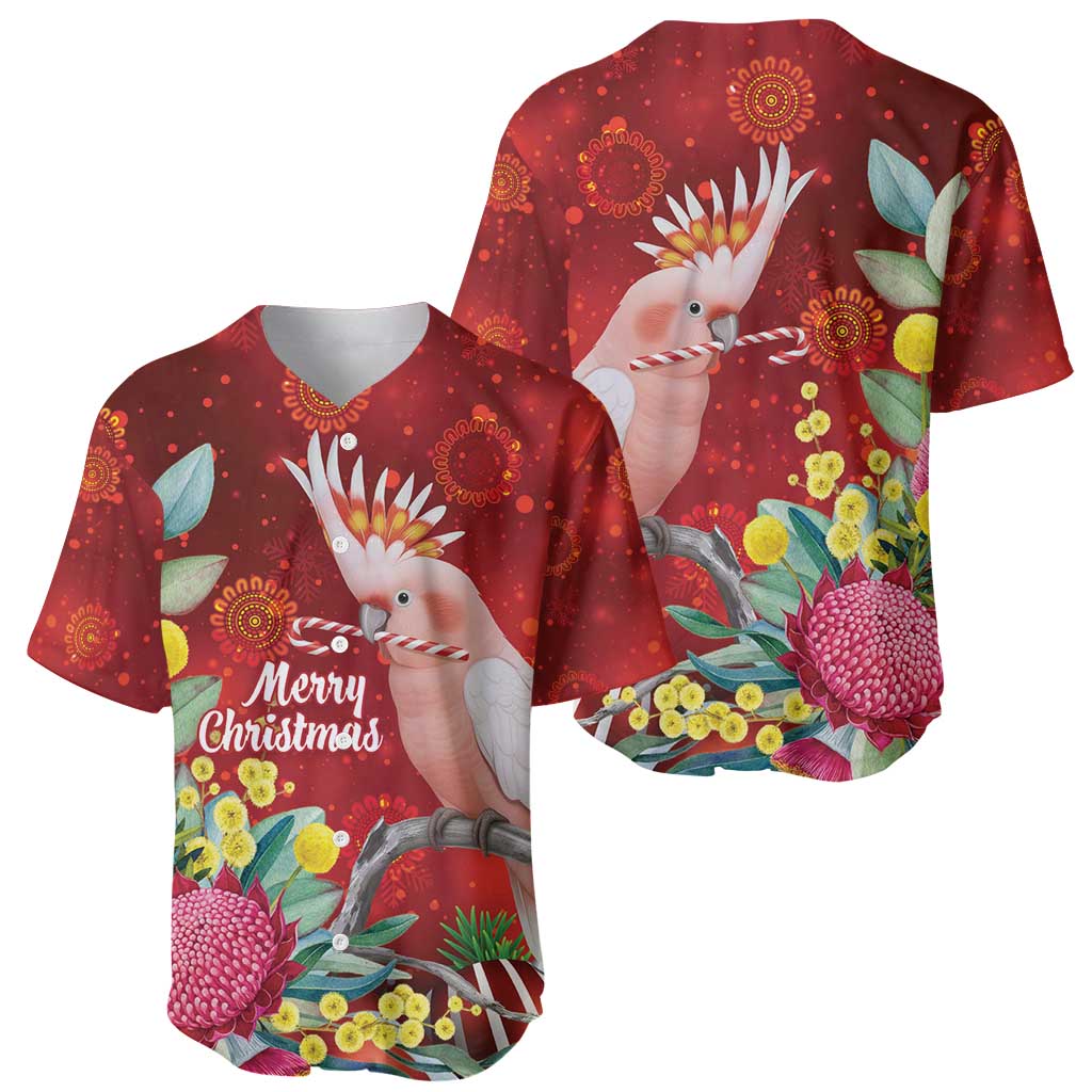 Australia Pink Cockatoo Christmas Baseball Jersey Aussie Native Flowers Merry Xmas - Red - Aussie Hoodie