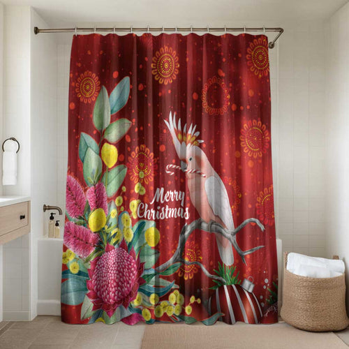 Australia Pink Cockatoo Christmas Bathroom Set Aussie Native Flowers Merry Xmas - Red - Aussie Hoodie