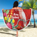 Australia Pink Cockatoo Christmas Beach Blanket Aussie Native Flowers Merry Xmas - Red - Aussie Hoodie