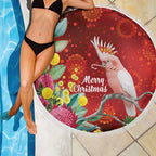 Australia Pink Cockatoo Christmas Beach Blanket Aussie Native Flowers Merry Xmas - Red - Aussie Hoodie