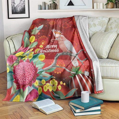 Australia Pink Cockatoo Christmas Blanket Aussie Native Flowers Merry Xmas - Red - Aussie Hoodie