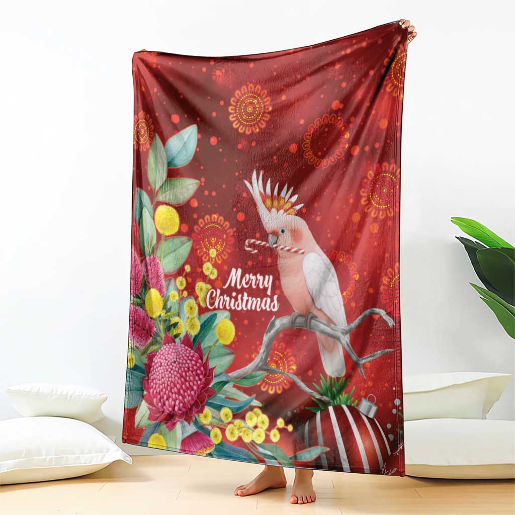 Australia Pink Cockatoo Christmas Blanket Aussie Native Flowers Merry Xmas - Red - Aussie Hoodie