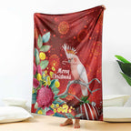Australia Pink Cockatoo Christmas Blanket Aussie Native Flowers Merry Xmas - Red - Aussie Hoodie
