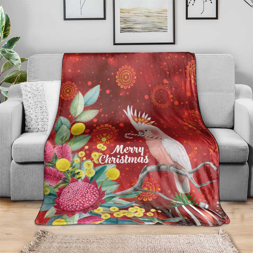 Australia Pink Cockatoo Christmas Blanket Aussie Native Flowers Merry Xmas - Red - Aussie Hoodie