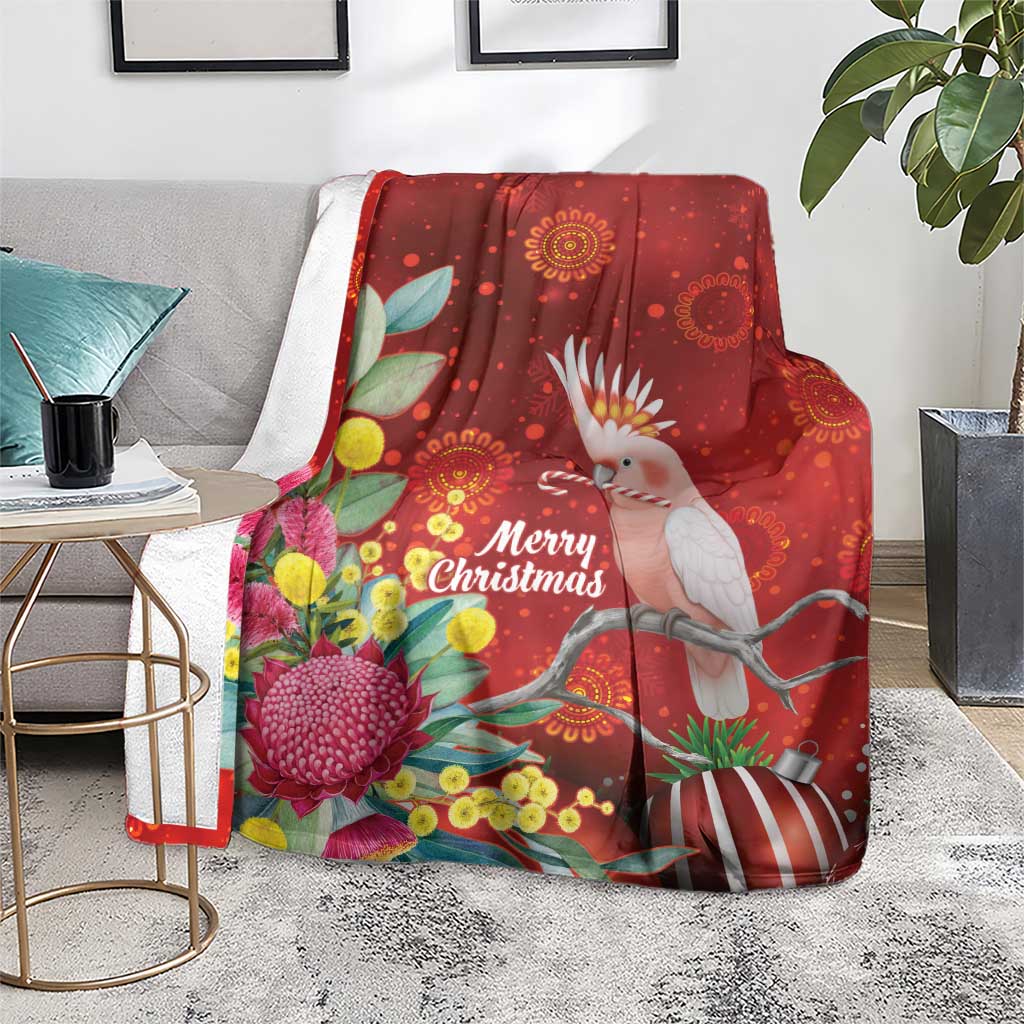 Australia Pink Cockatoo Christmas Blanket Aussie Native Flowers Merry Xmas - Red - Aussie Hoodie