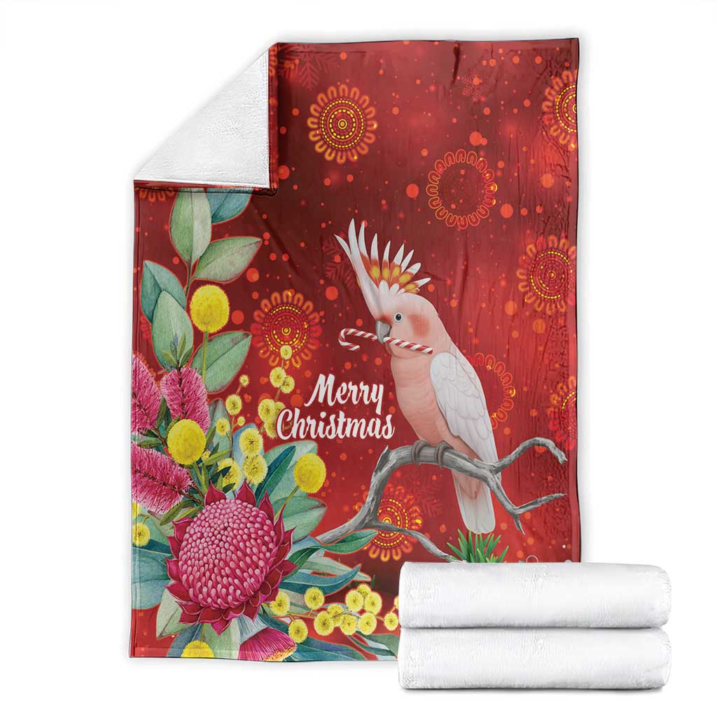 Australia Pink Cockatoo Christmas Blanket Aussie Native Flowers Merry Xmas - Red - Aussie Hoodie