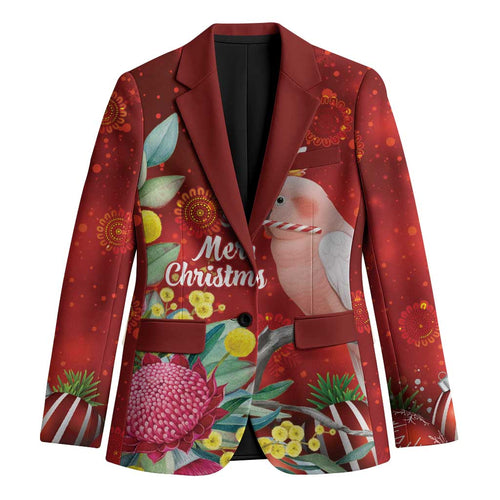 Australia Pink Cockatoo Christmas Blazer Aussie Native Flowers Merry Xmas - Red - Aussie Hoodie