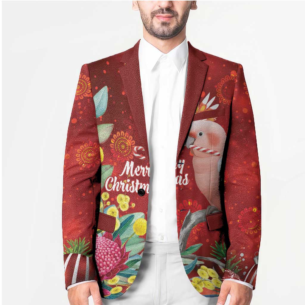 Australia Pink Cockatoo Christmas Blazer Aussie Native Flowers Merry Xmas - Red - Aussie Hoodie