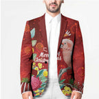 Australia Pink Cockatoo Christmas Blazer Aussie Native Flowers Merry Xmas - Red - Aussie Hoodie