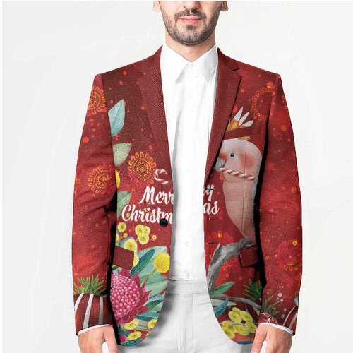 Australia Pink Cockatoo Christmas Blazer Aussie Native Flowers Merry Xmas - Red - Aussie Hoodie