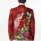 Australia Pink Cockatoo Christmas Blazer Aussie Native Flowers Merry Xmas - Red - Aussie Hoodie