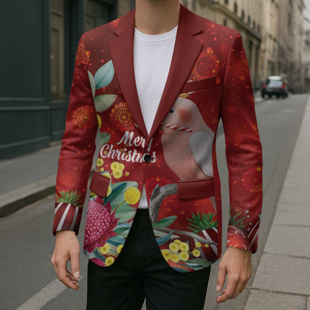 Australia Pink Cockatoo Christmas Blazer Aussie Native Flowers Merry Xmas - Red - Aussie Hoodie